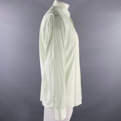 BURBERRY Size XL Green Mint Stripe Cotton Pointed Collar Long Sleeve Shirt