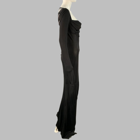 JOHN RICHMOND Size S Black Viscose Cut Out Long Sleeve Evening Gown