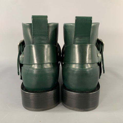 BURBERRY Size 8 Green Leather Pull On Boots