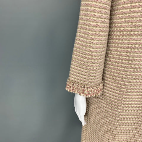 CHANEL 2006 Talla 6 Cárdigan largo texturizado con mezcla de cachemira color crema rosa