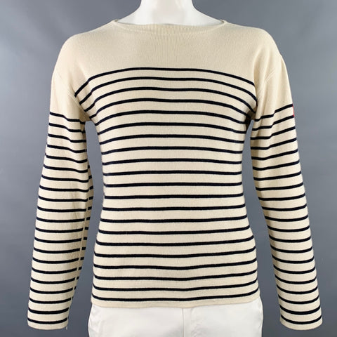 POLO par RALPH LAUREN Taille L Crème Noir Rayé Coton Cachemire Pull