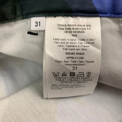 TOMAS MAIER 2018 Size 31 Blue Gray Leaf Print Cotton Pants