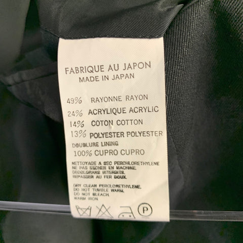 YOHJI YAMAMOTO Size L Black Solid Rayon Blend Notch Lapel Coat