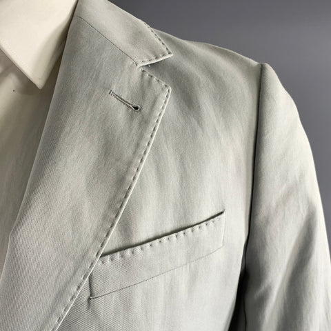 DRIES VAN NOTEN Chest Size 36 Grey Solid Cotton Notch Lapel Sport Coat