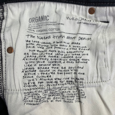 NUDIE JEANS Size 33 Indigo Twill Organic Cotton Blend Skinny Jeans