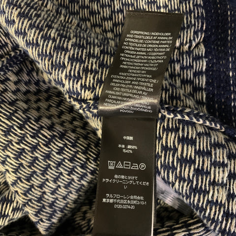 RRL by RALPH LAUREN Size M Blue Beige Abstract Cotton Wool Button Up Cardigan