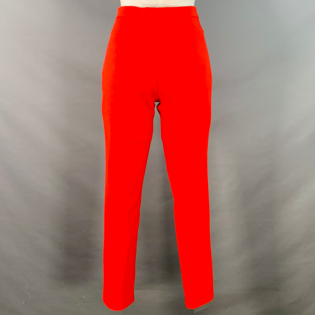 AKRIS Size 4 Red Cotton Blend Side Zipper Casual Pants