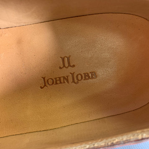 JOHN LOBB Size 9 Orange Red Leather Penny Loafers