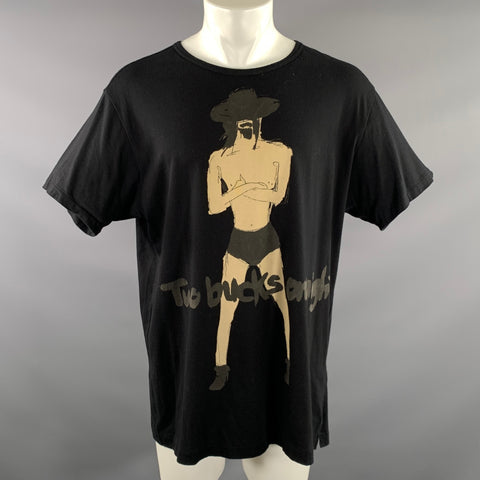 YOHJI YAMAMOTO Size M Black Brown Graphic Cotton T Shirt