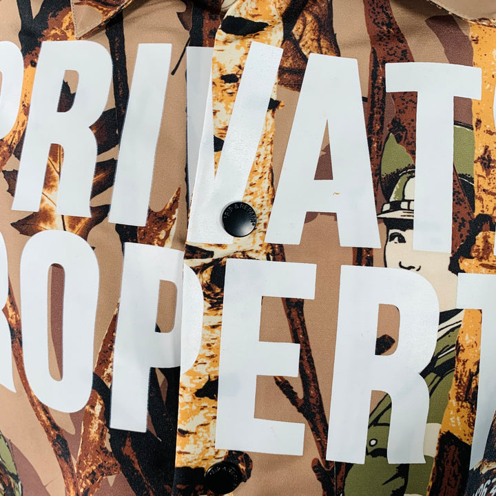 RIPNREPAIR Size S Beige Brown White Camo Polyester Snaps Jacket