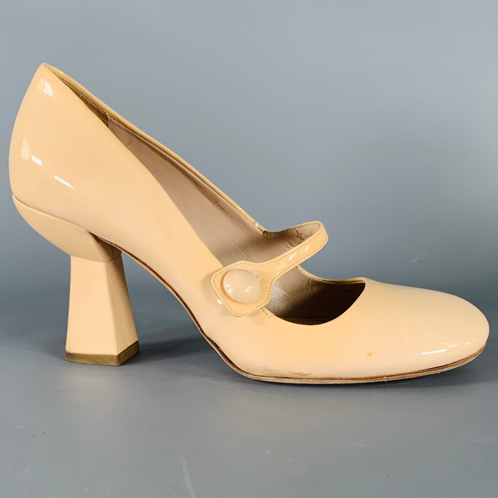 靴 Archive miumiu mary jane pumps heel $890 NEW Miu Miu Crystal Strap Patent Leather Mary Jane