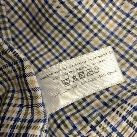 ETON Size 40 White and Multi Color Plaid Cotton Button Down Long Sleeve Shirt