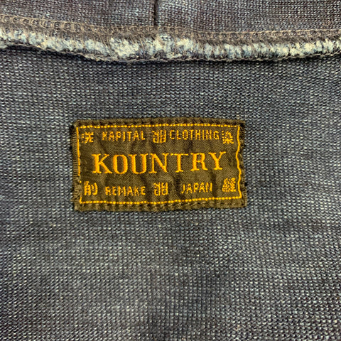 KAPITAL Size M Indigo Yellow Happy Face Cotton Open Front Jacket