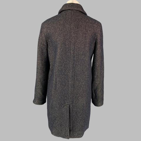 A.P.C. Size 6 Black Gold Wool Blend Metallic Buttoned Coat