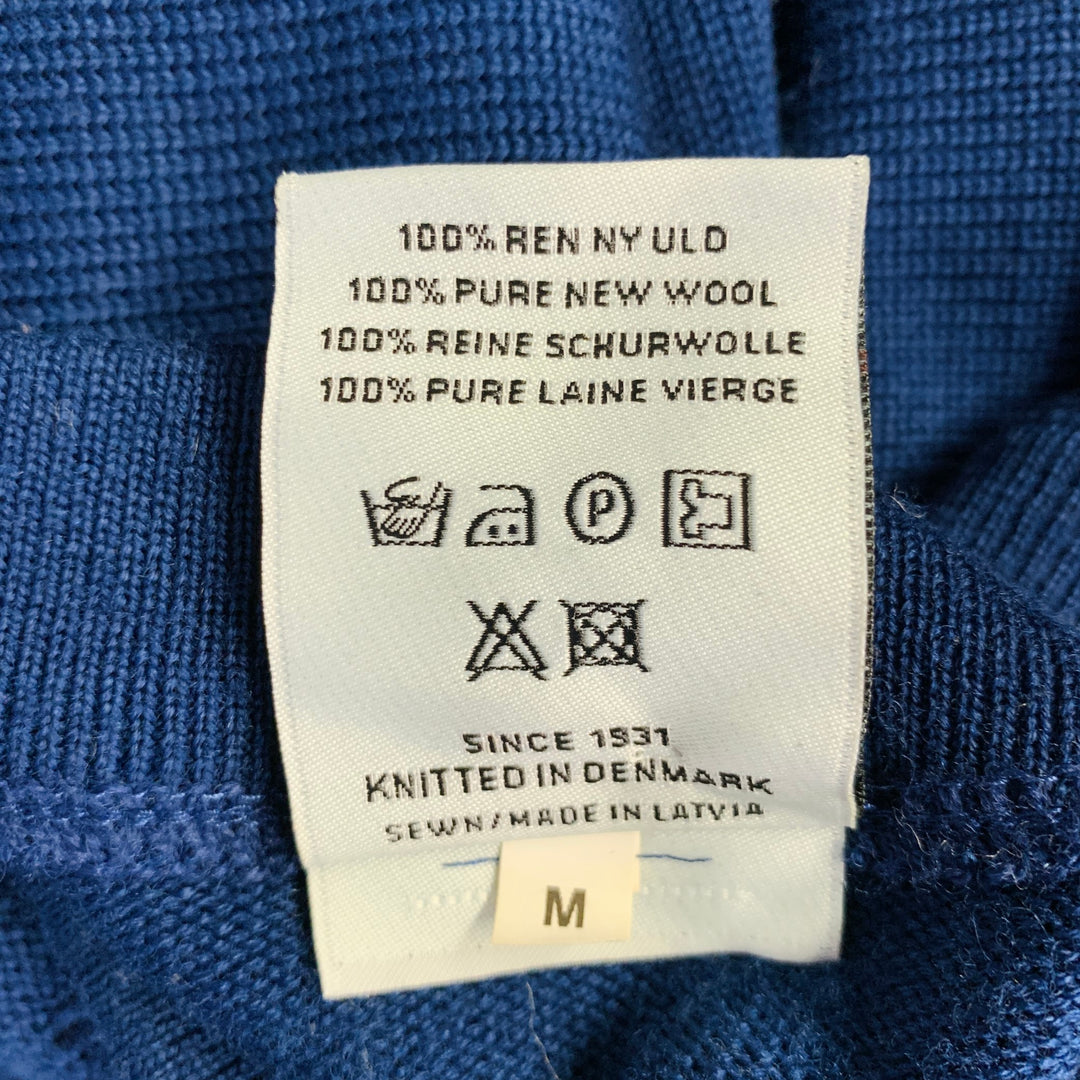 S.N.S HERNING Size M Blue Knit Stripe Wool Crew Neck Sweater