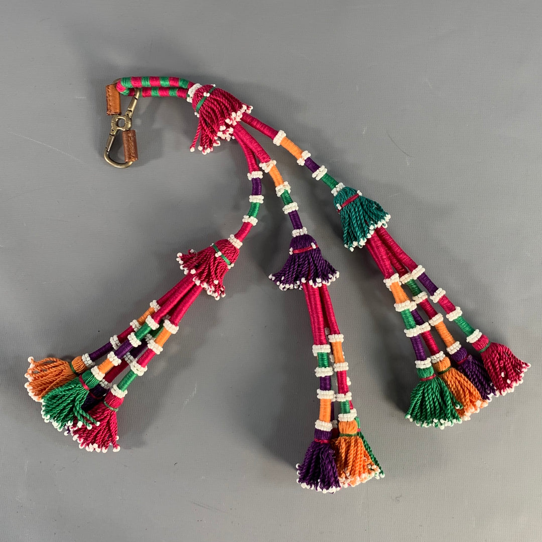 BURBERRY Multi-Color Beaded Metal Bag Charm