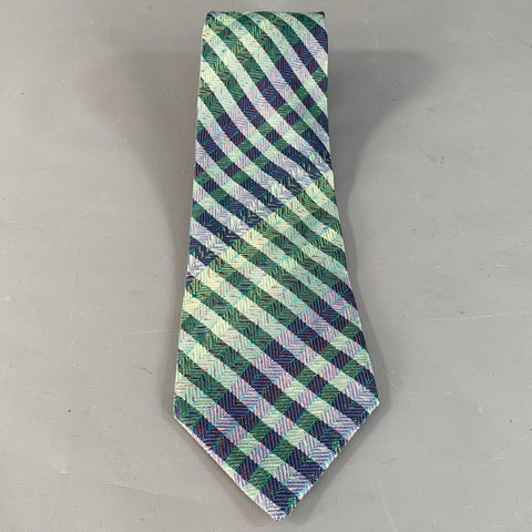 FENDI Navy Light Green Diagonal Stripe Tie