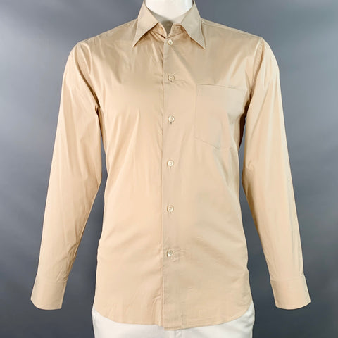 ISSEY MIYAKE Size L Beige Cotton Blend One Pocket Long Sleeve Shirt