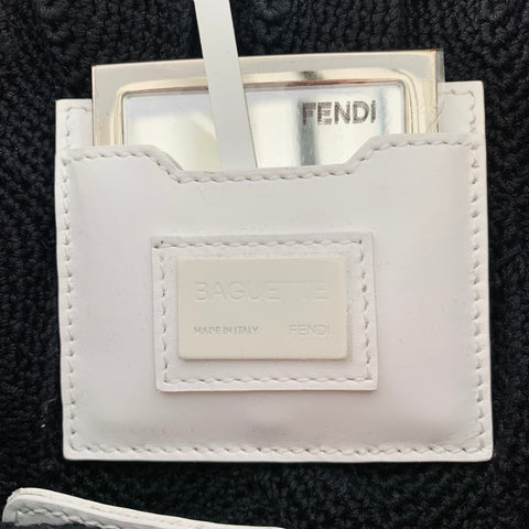 FENDI Rare Multi Color White Sequined Paillettes Leather Baguette Handbag