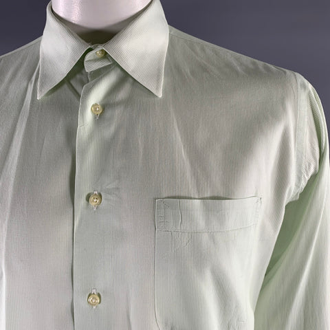 BURBERRY Size XL Green Mint Stripe Cotton Pointed Collar Long Sleeve Shirt