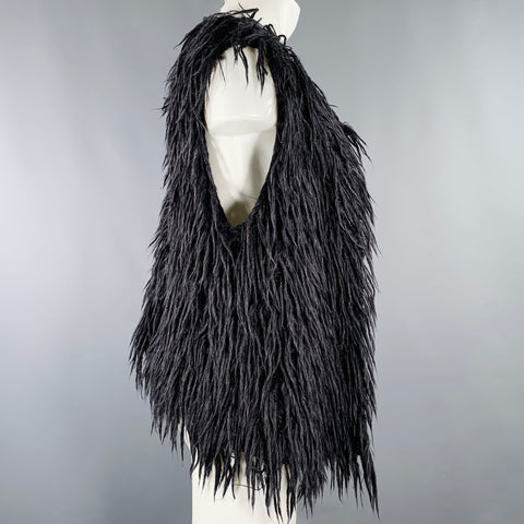 ISSEY MIYAKE Size M Runway Black Knit Mohair Blend Vest
