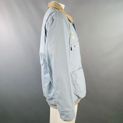 SACAI x CARHARTT Size XL Blue White Brown Oversized Cotton Field Jacket