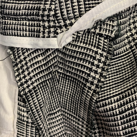 GIANNI VERSACE Vintage Size 36 Black White Glenplaid Linen Cotton Oversized Pleated Suit