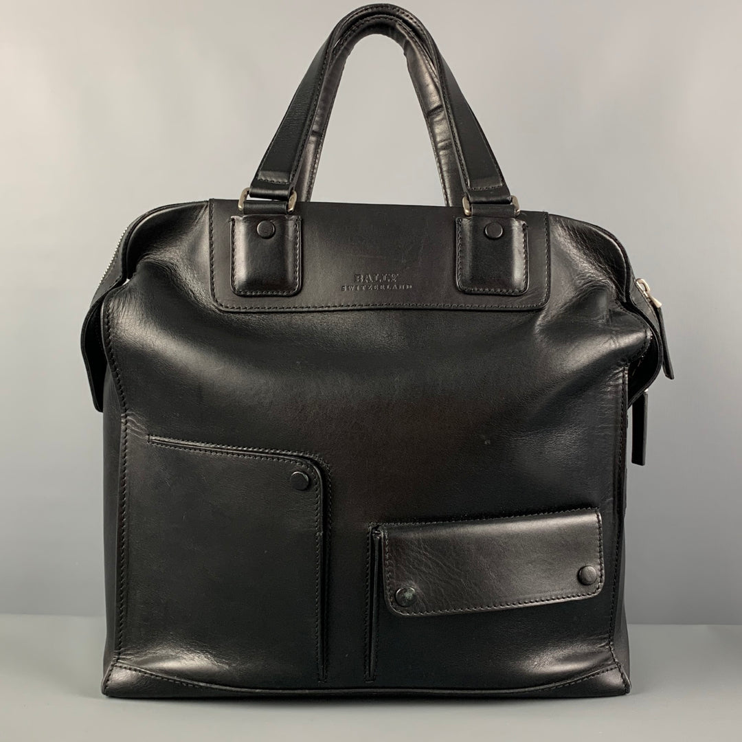 BALLY Black Leather Top Handles Tote Bag