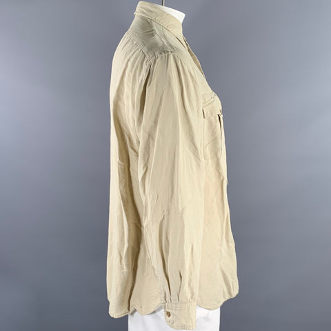 RRL by RALPH LAUREN Size L Khaki Linen Blend Long Sleeve Shirt