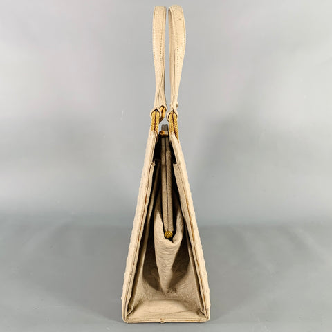 Sac à main en cuir d'autruche taupe doré VINTAGE