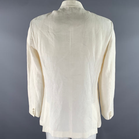 SHANGHAI TANG Size M White Linen Nehru Collar Jacket