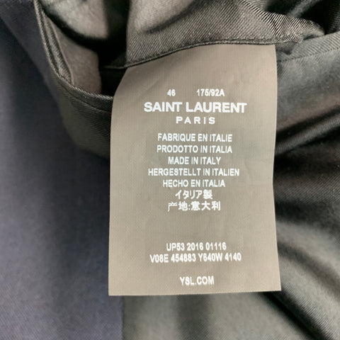 SAINT LAURENT Size 36 Navy Wool Notch Lapel Sport Coat