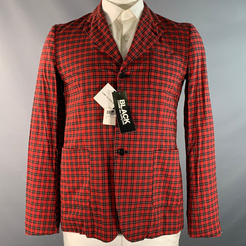 COMME des GARCONS BLACK Chest Size L Red Black & Yellow Plaid Cotton Sport Coat