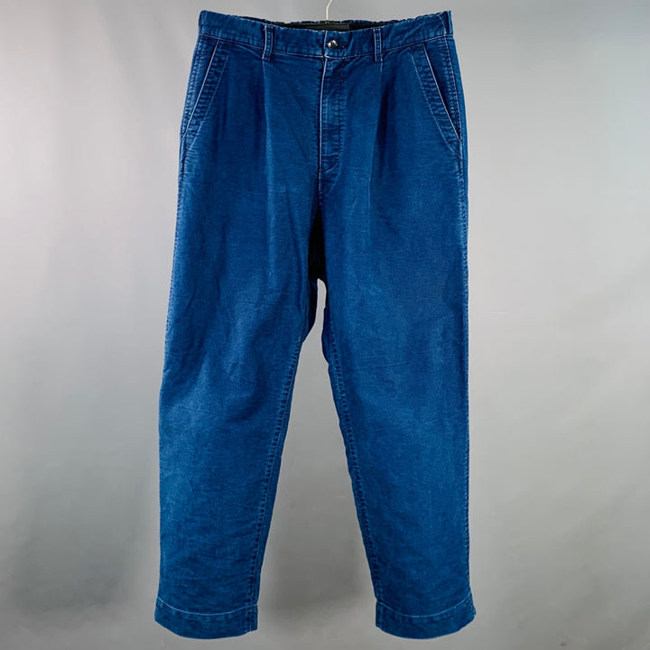 SAGE DE CRET Size M Indigo Cotton Pleated Elastic Waistband Casual Pants