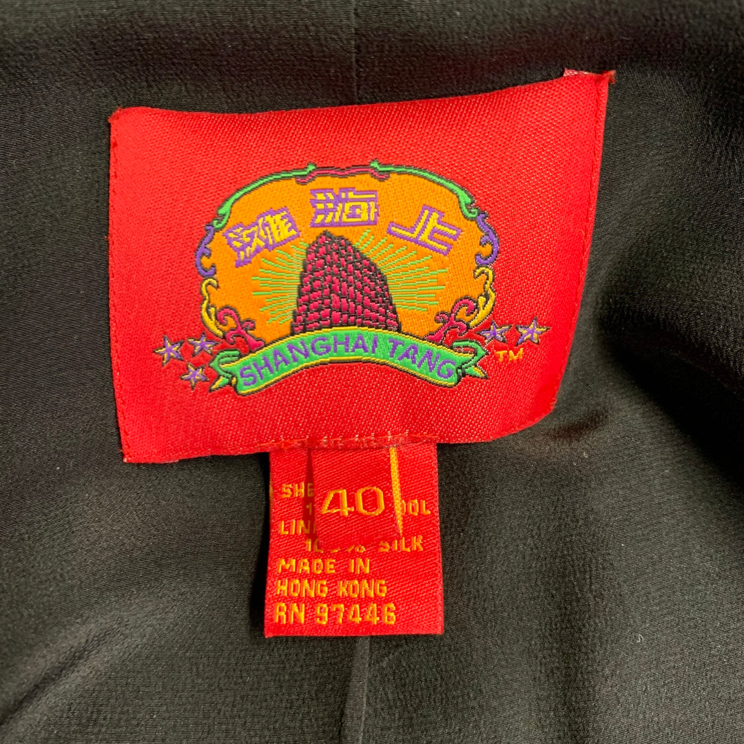 SHANGHAI TANG Size 40 Black Wool Mandarin Collar Suit