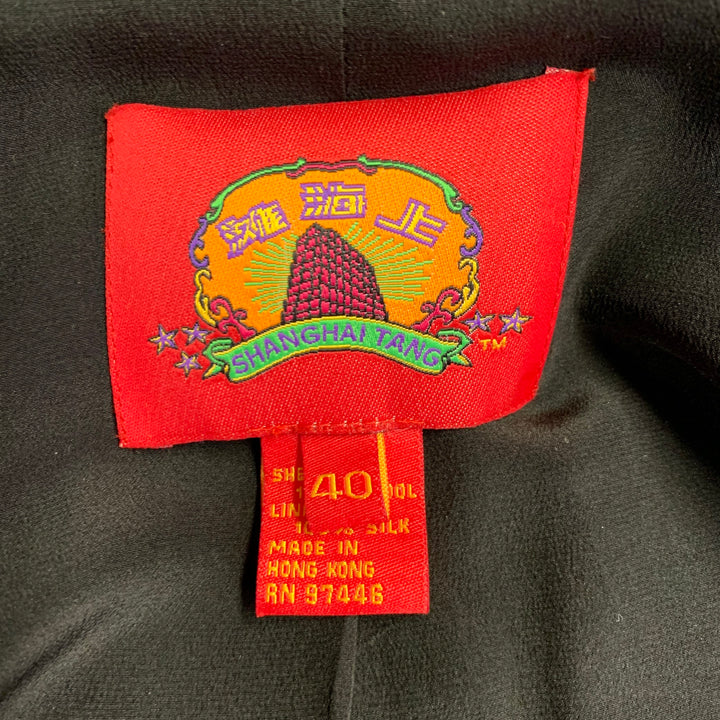 SHANGHAI TANG Size 40 Black Wool Mandarin Collar Suit