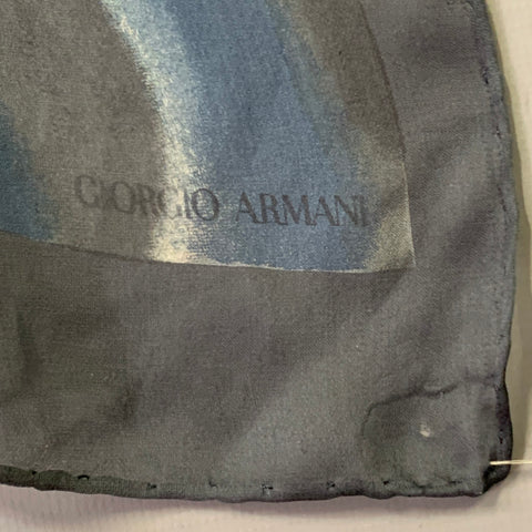 GIORGIO ARMANI Grey Navy Marbled Silk Scarf Shawl