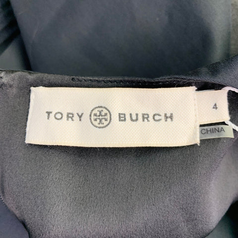 TORY BURCH Size 4 Black Cotton Poplin Sleeveless Bubble Hem Maxi Dress