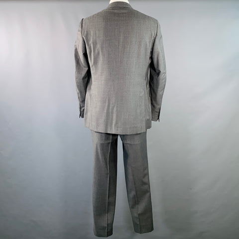 ISAIA Size 46 Regular Grey Slate Wool Notch Lapel Suit