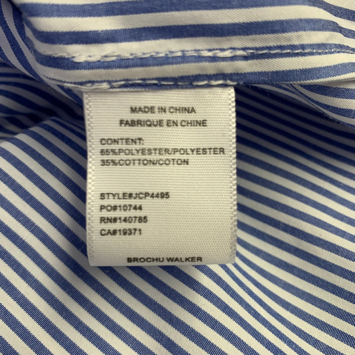 BROCHU WALKER Size M Blue White Cotton  Polyester Stripe Shirt