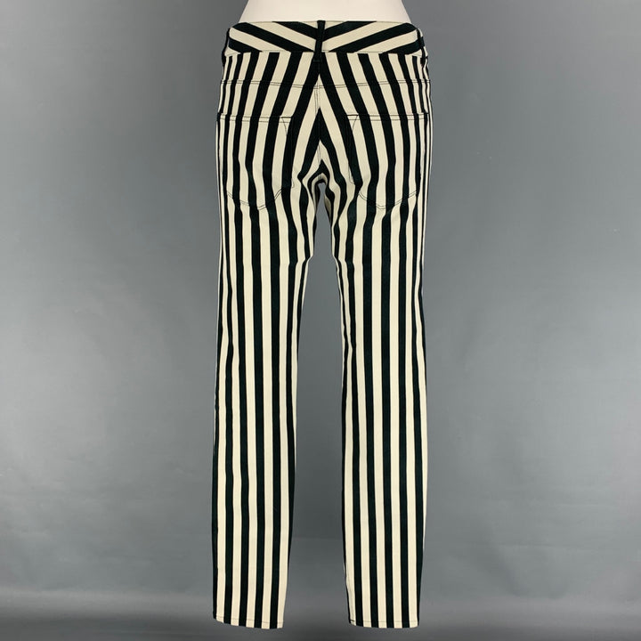 JOSEPH Size 6 Black White Cotton Stripe Skinny Jeans