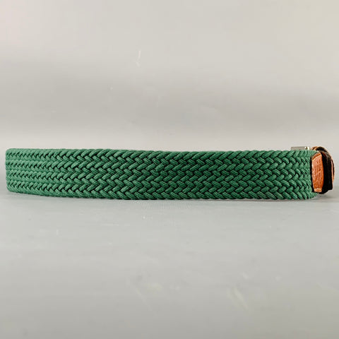 TORINO Size 32 Green Brown Braided Elastic Cord Leather Belt