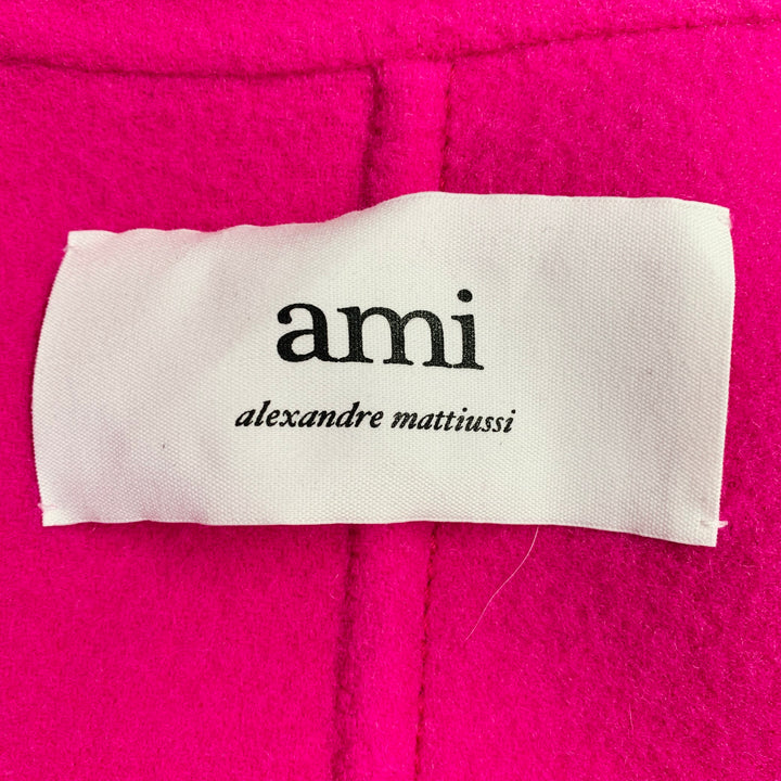 AMI by ALEXANDRE MATTIUSSI FW22 Size 40 Pink Textured Wool Hidden Buttons Oversized Coat