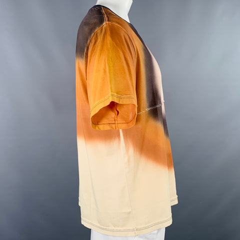 ECKHAUS LATTA Size XL Lapped Tan Multi Color Dyed Cotton Crew-Neck T-shirt