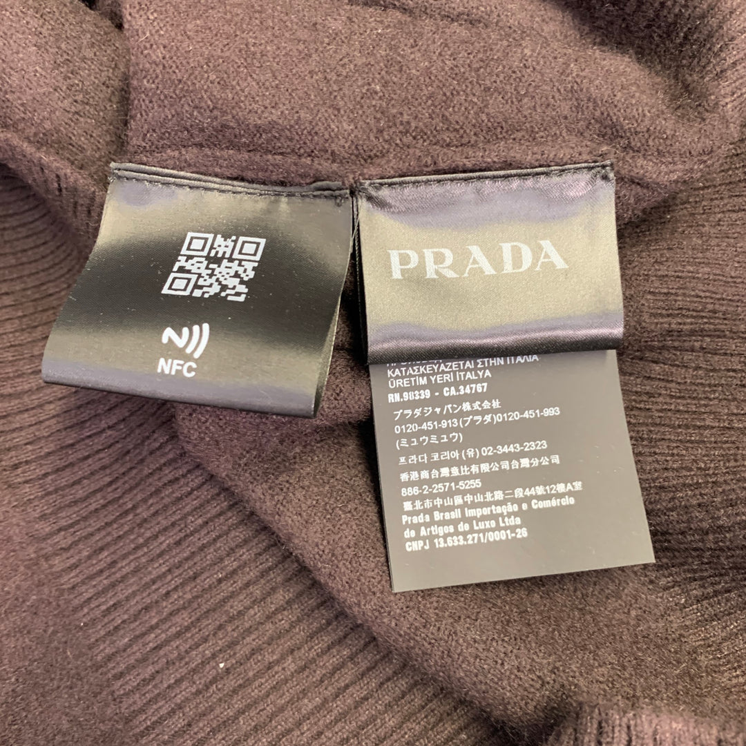 PRADA Size L Brown Knit Cashmere Blend Crew Neck Cardigan