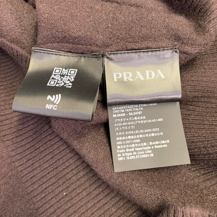 PRADA Size L Brown Knit Cashmere Blend Crew Neck Cardigan