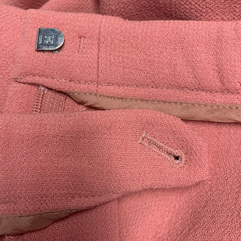 Pantalon tailleur ESCADA en crêpe de laine vierge rose taille L, avec bordure festonnée et braguette zippée