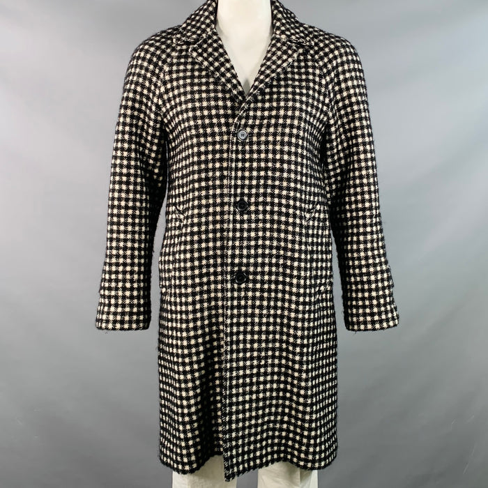Manteau boutonné SANDRO Taille L en laine mélangée à carreaux noir et blanc
