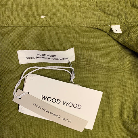 WOOD WOOD Size L Green Cotton Button Down Short Sleeve Shirt