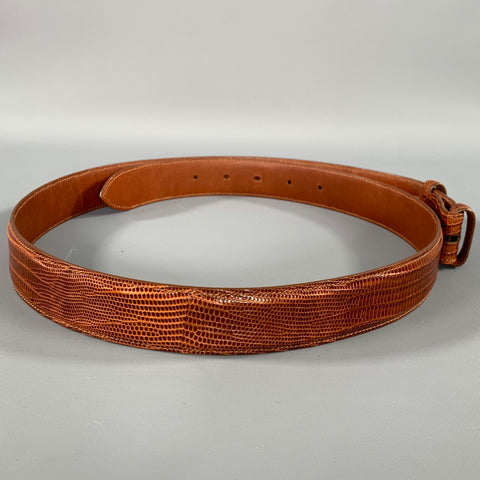 COACH Size 38 Brown Crackled Lizard Belt